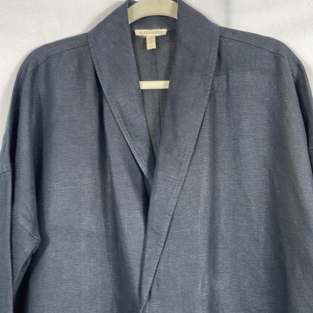 Eileen Fisher Blazer Coat Size S 100% Linen Black Open Front EUC - Picture 2 of 11